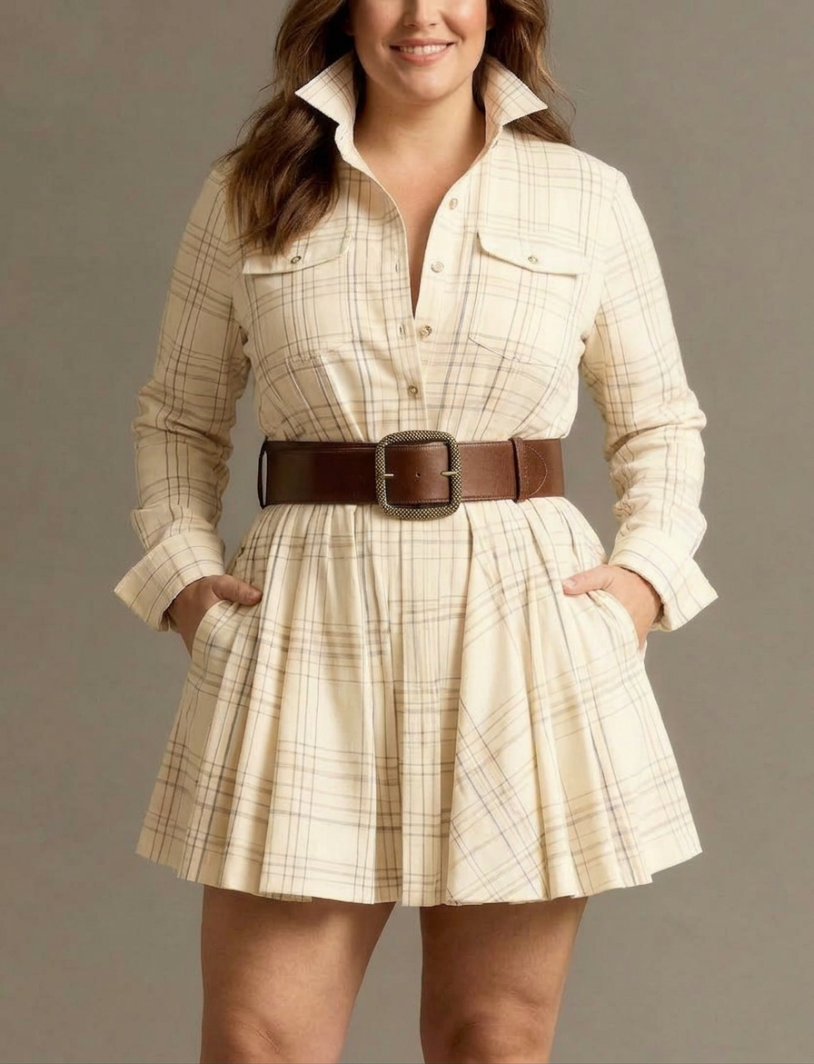 Heidi | Checked Mini Dress with Belt