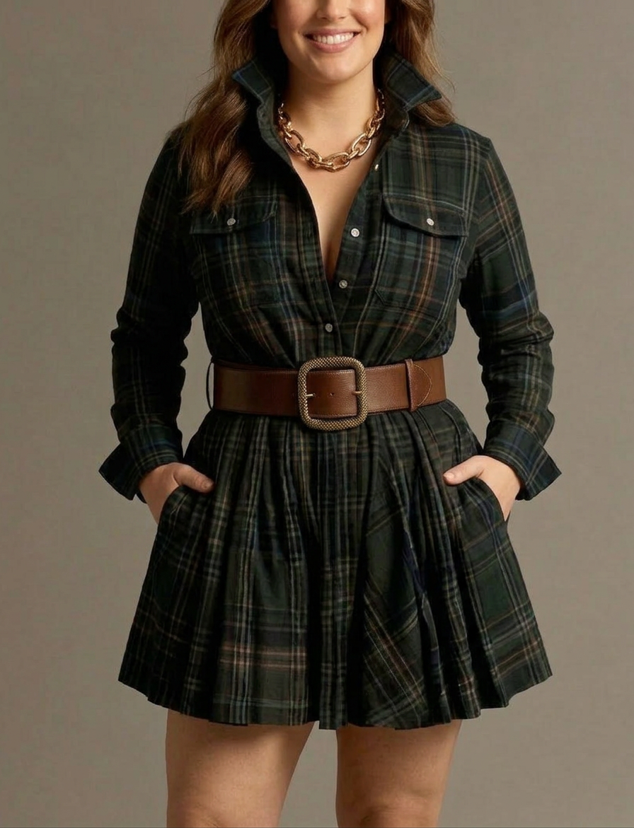 Heidi | Checked Mini Dress with Belt