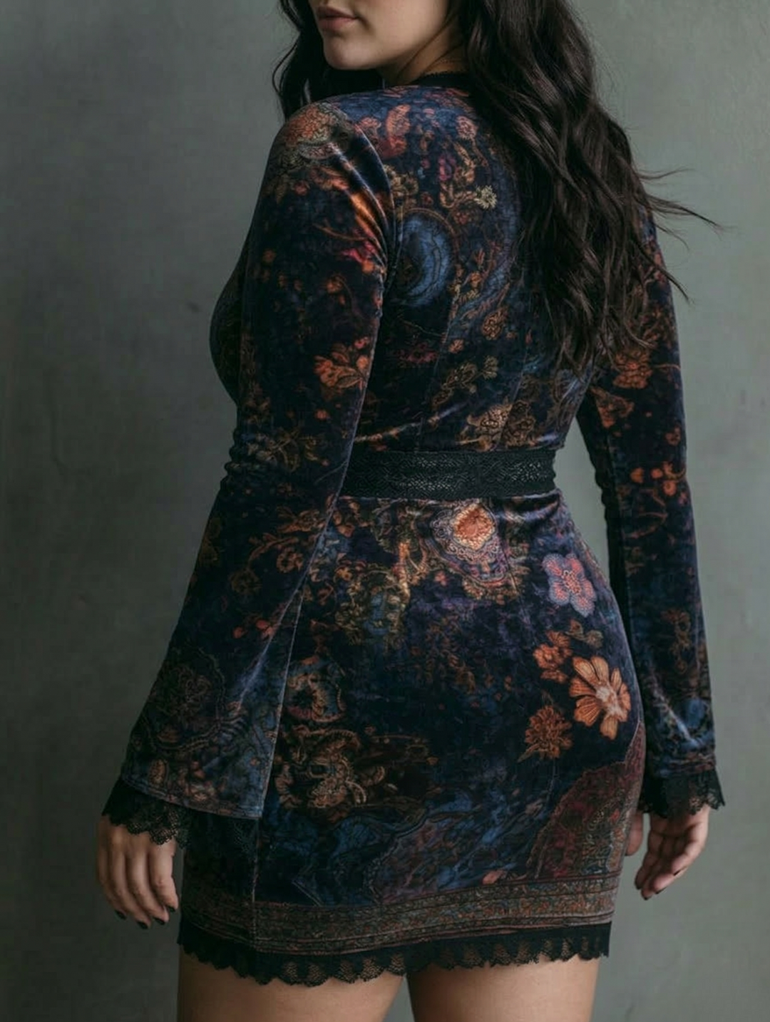 Taylor | Velvet Lace Trim Mini Dress