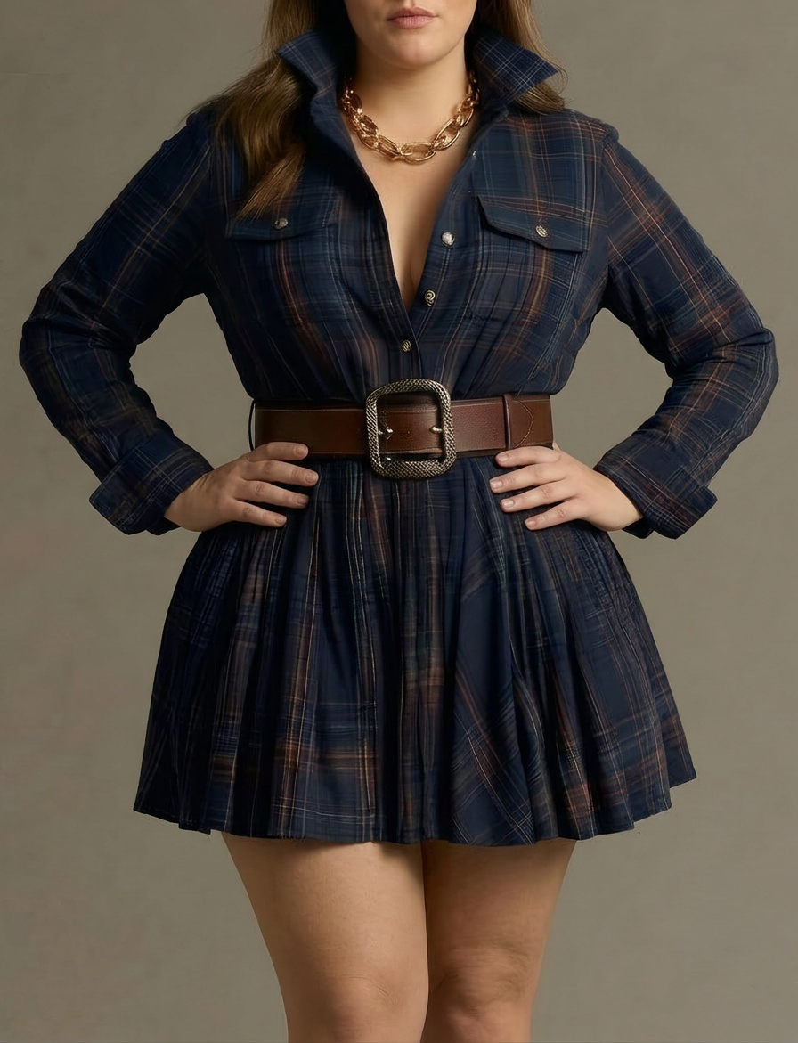 Heidi | Checked Mini Dress with Belt