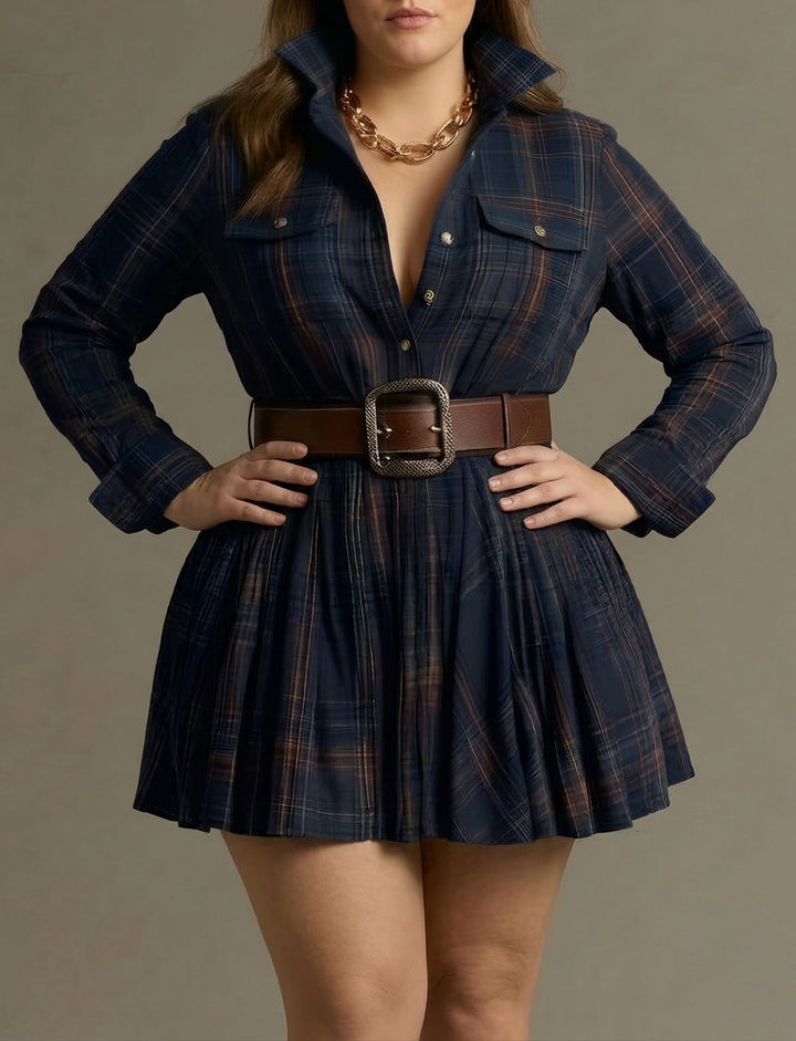 Heidi | Checked Mini Dress with Belt