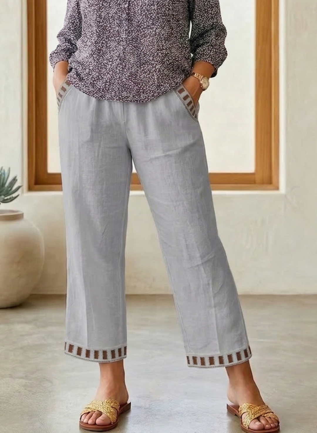 Brooklyn | Contrast Trim Cropped Pants