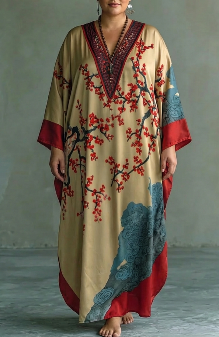 Madelyn | Plum Blossom Batwing Maxi