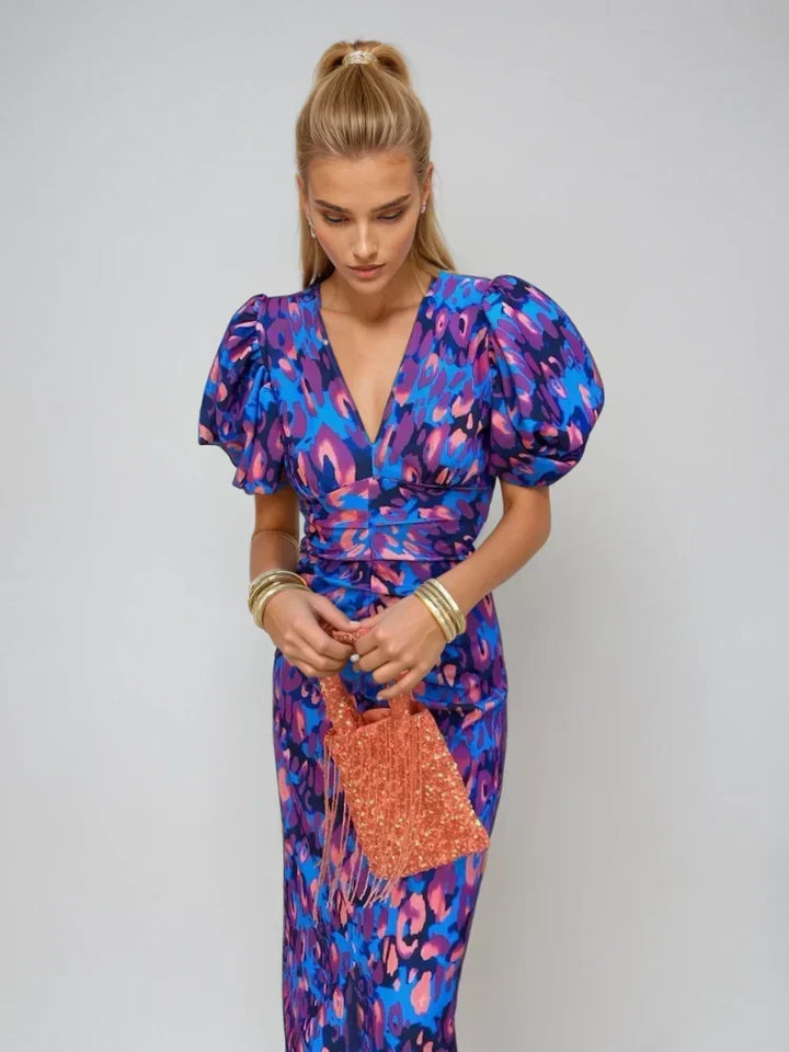Dior | Pleated Sleeve Colorful Dress