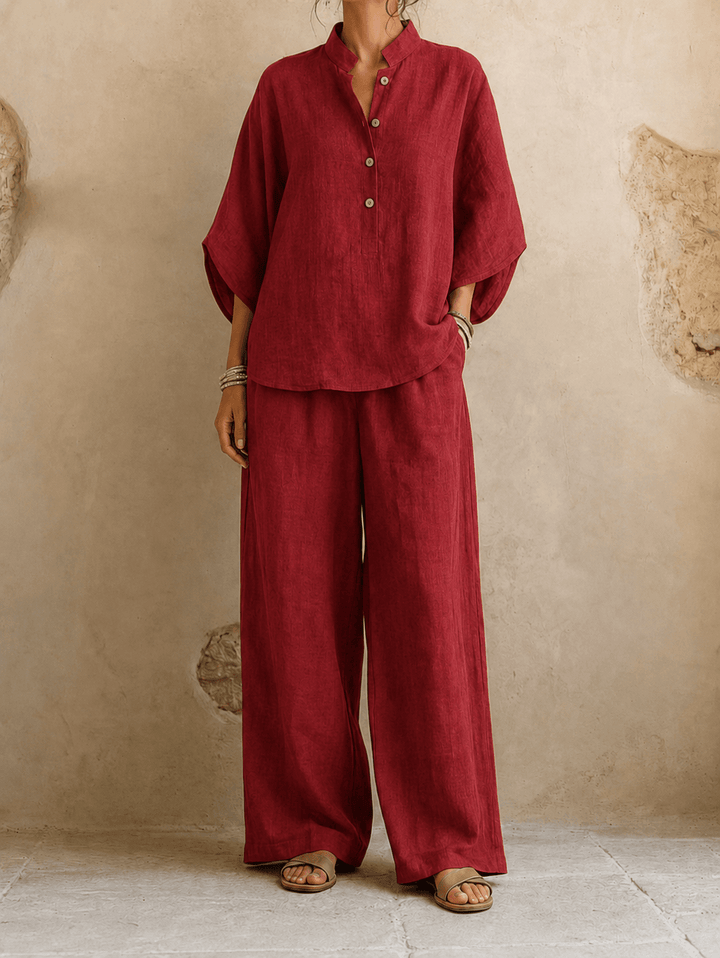 Jeanette – Batwing Top and Wide-Leg Pants Set