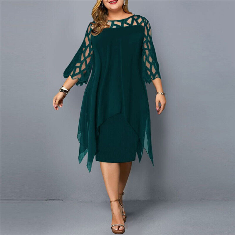 Fatima | Chic Plus Size Midi Dress for Modern Women