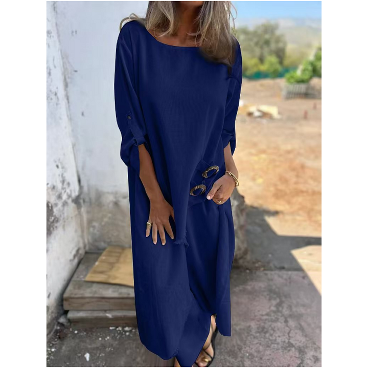 Sophia | Linen Dress + Pants - Comfortable Two-Piece Set