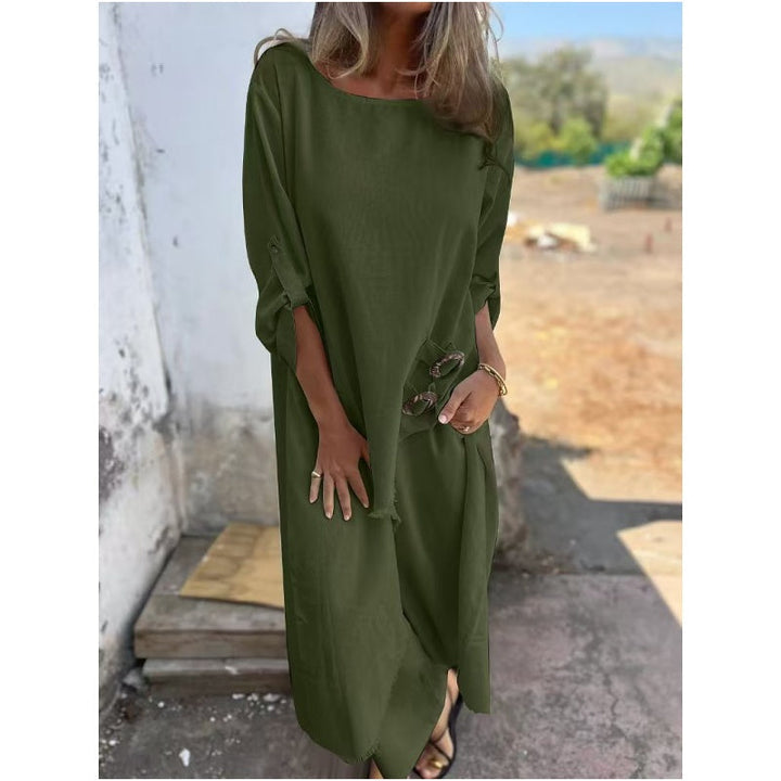 Sophia | Linen Dress + Pants - Comfortable Two-Piece Set