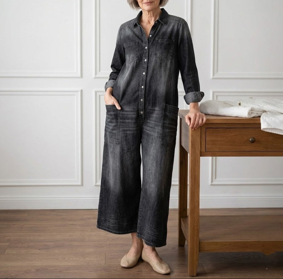 Evelyn | Button Denim Jumpsuit