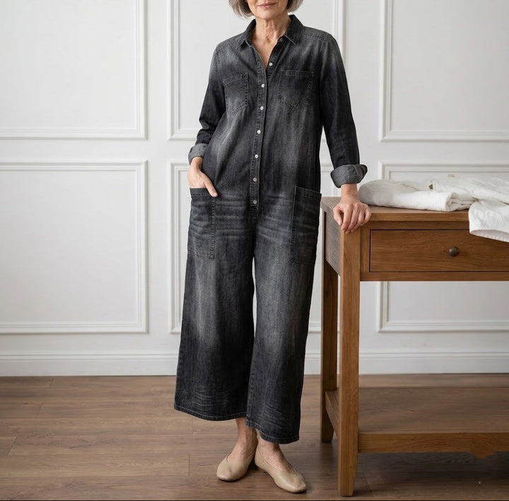 Evelyn | Button Denim Jumpsuit