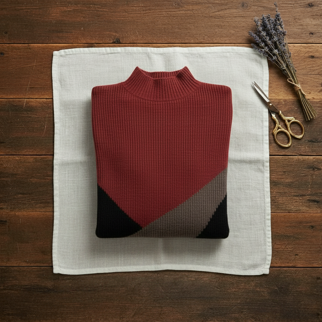 Wendy – Color-block Mock Neck Sweater