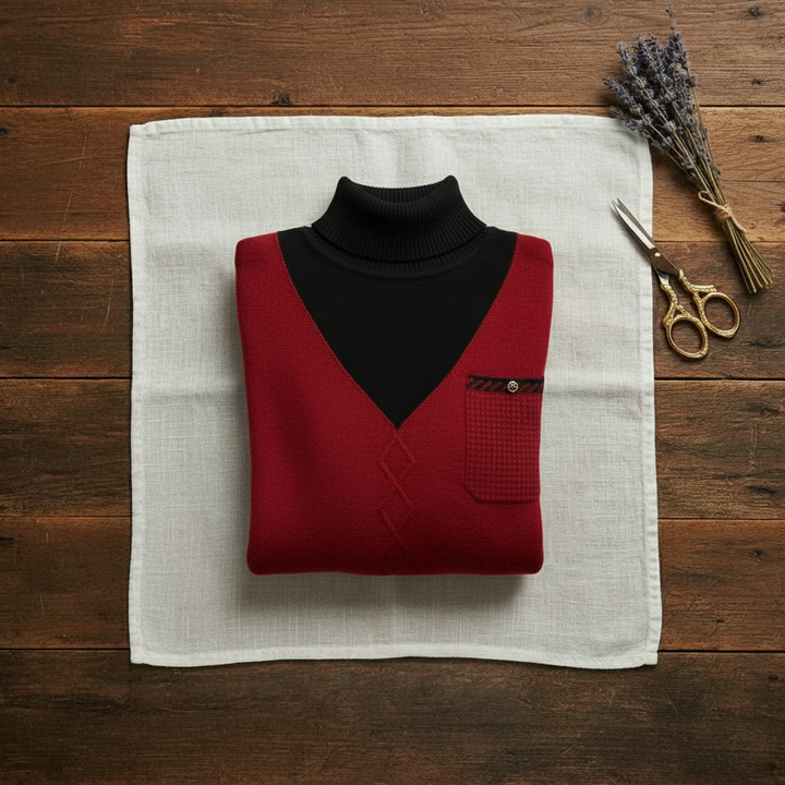 Ramona – V-Neck Knit Sweater with Chest Pocket