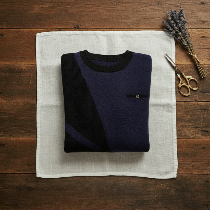 Evangeline – Crew Neck Sweater with Contrast Trim
