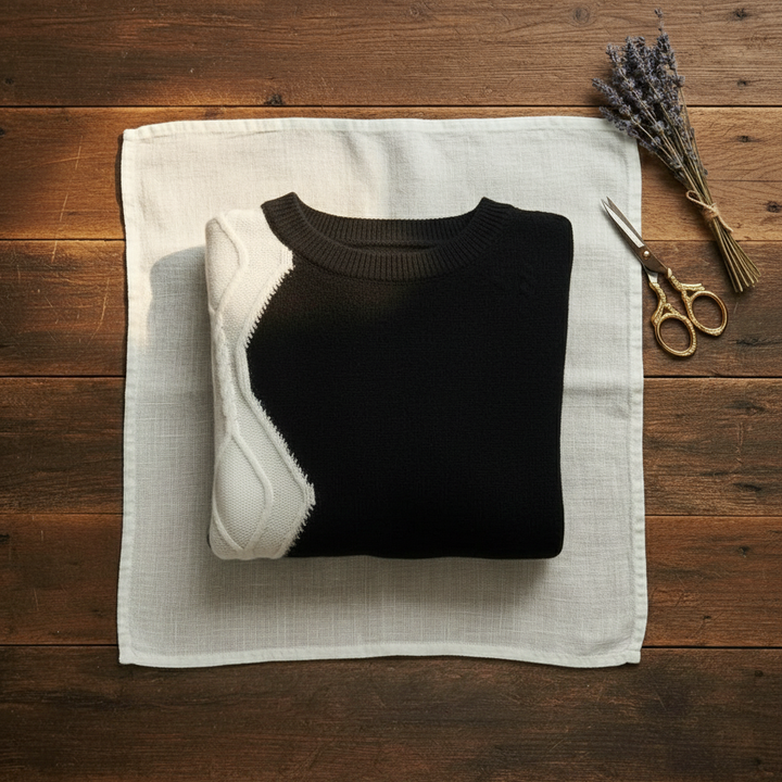 June – Color-block Knit Crew Neck Sweater