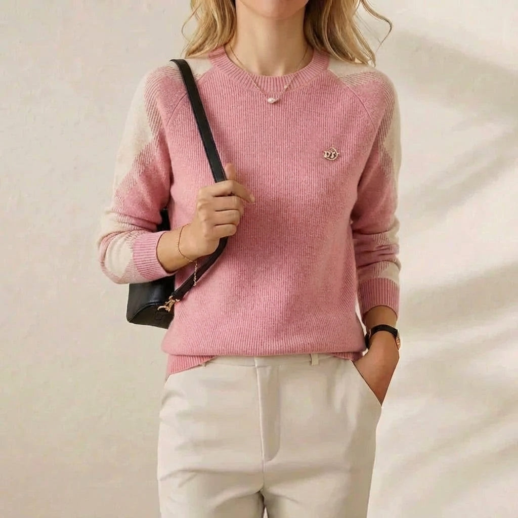 Martha – Contrast Sleeve Crew Neck Sweater
