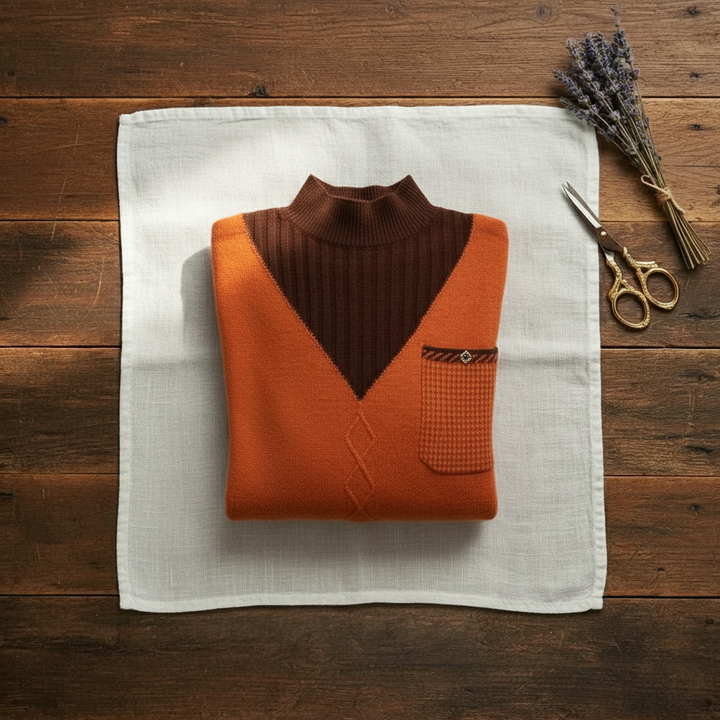 Ramona – V-Neck Knit Sweater with Chest Pocket