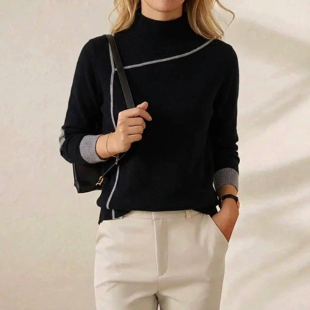 Terri – Turtleneck Sweater with Contrast Trim