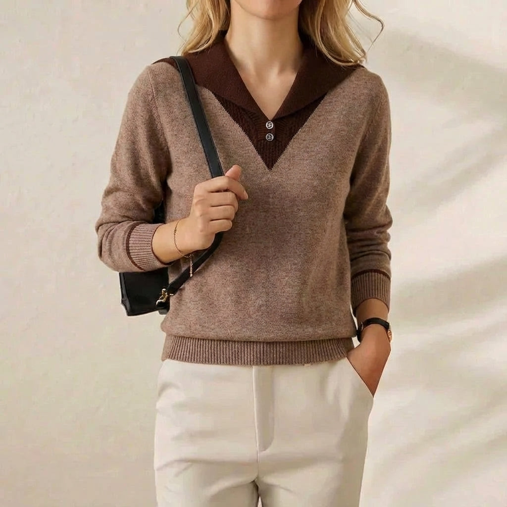 Jessica – Contrast Collar Knit Sweater