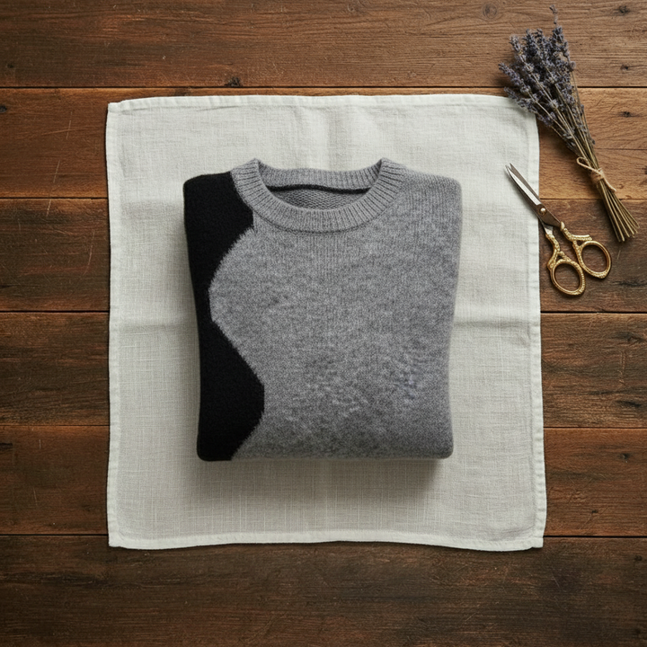 June – Color-block Knit Crew Neck Sweater