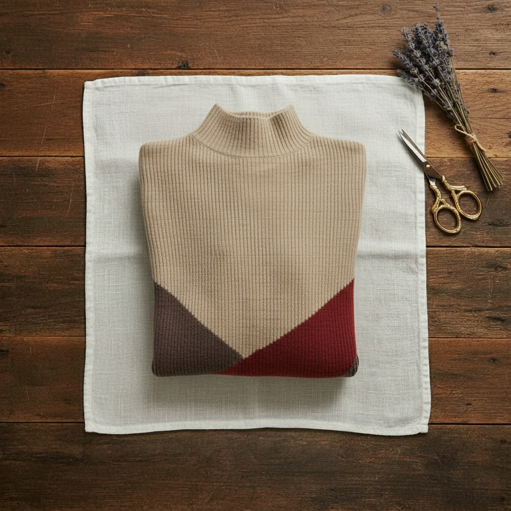 Wendy – Color-block Mock Neck Sweater