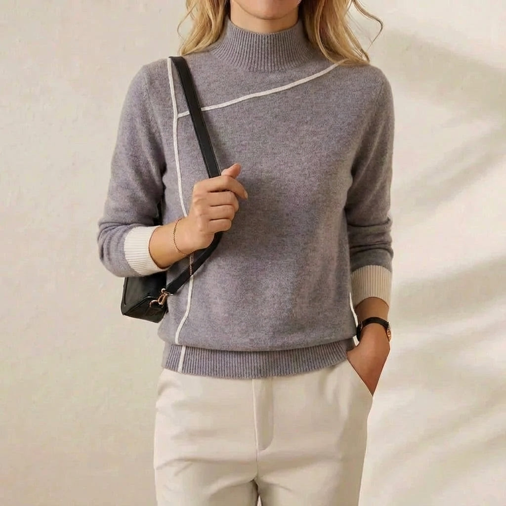 Terri – Turtleneck Sweater with Contrast Trim