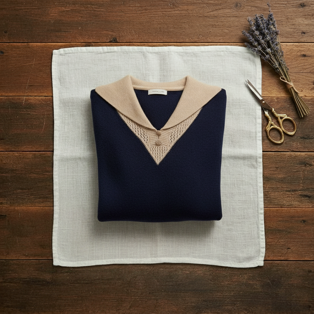 Jessica – Contrast Collar Knit Sweater