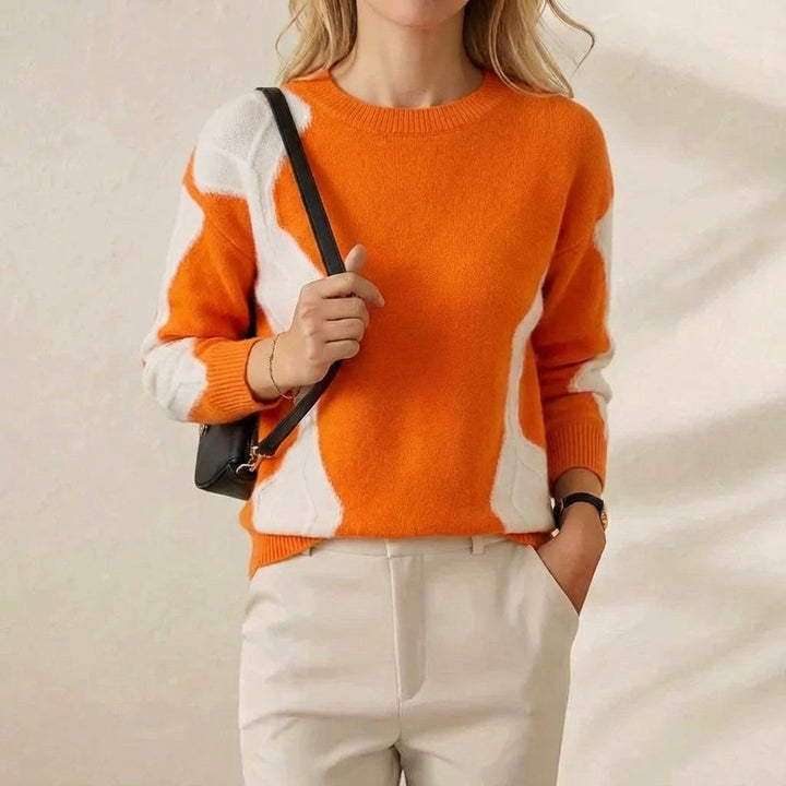 June – Color-block Knit Crew Neck Sweater