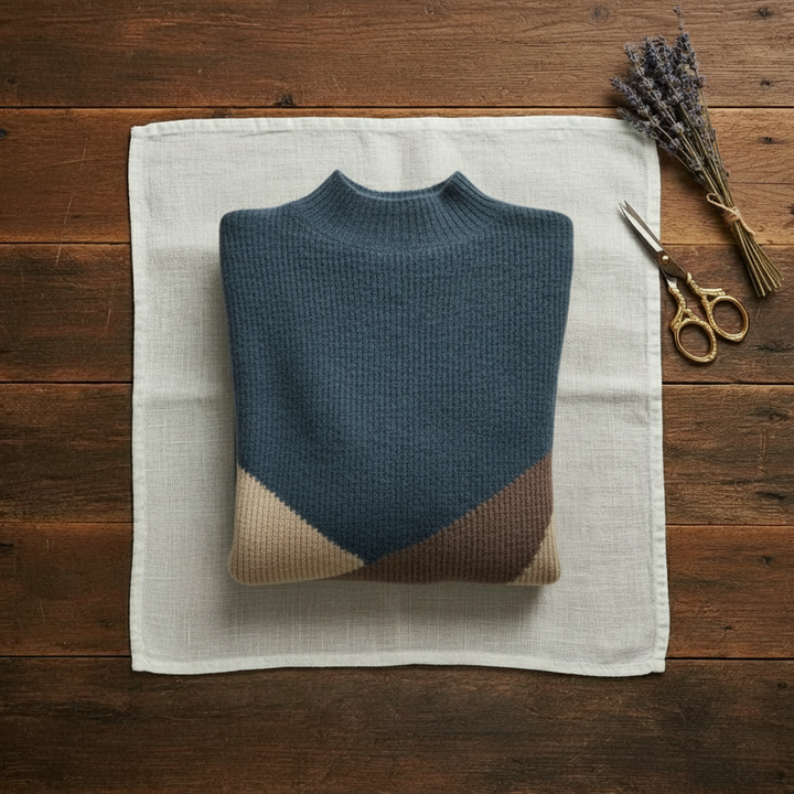 Rebecca – Color-block Turtleneck Knit Sweater