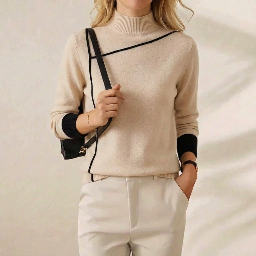 Terri – Turtleneck Sweater with Contrast Trim