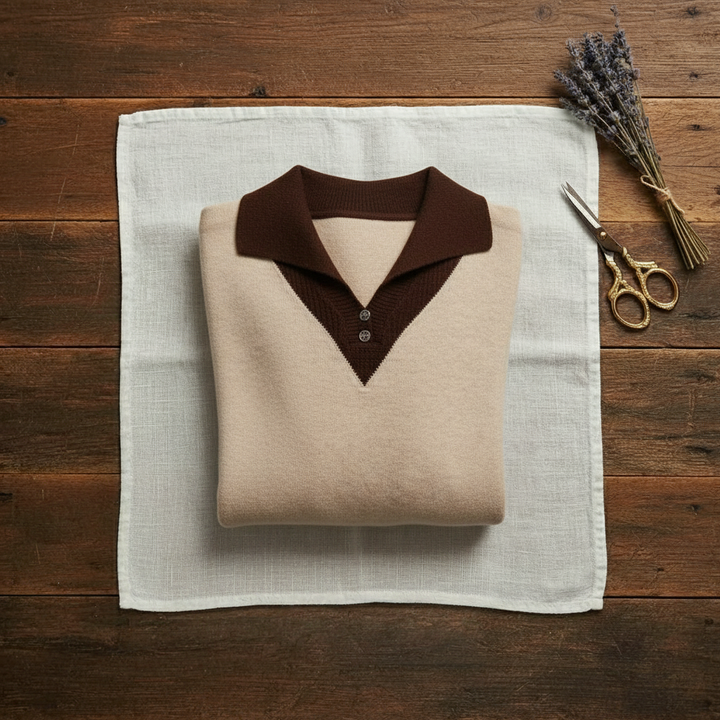 Jessica – Contrast Collar Knit Sweater