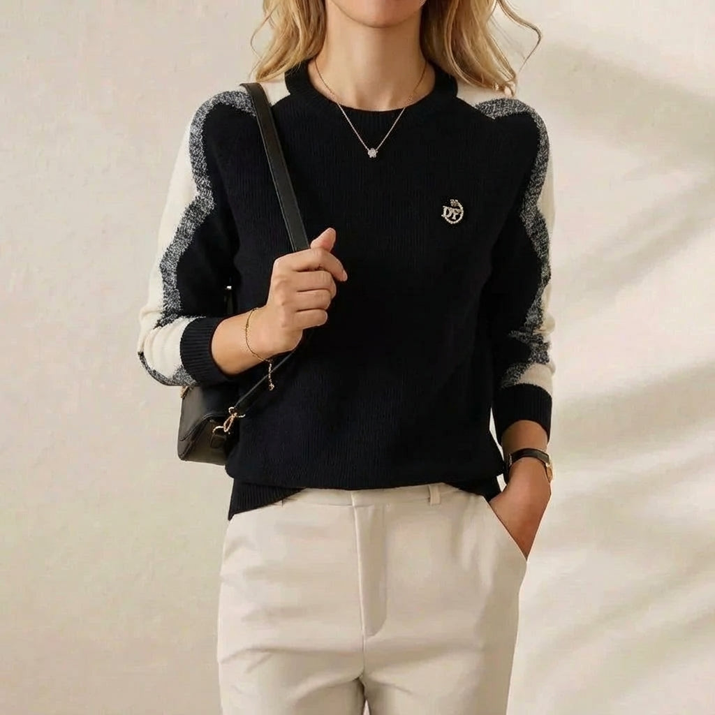 Martha – Contrast Sleeve Crew Neck Sweater
