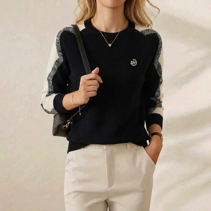 Martha – Contrast Sleeve Crew Neck Sweater