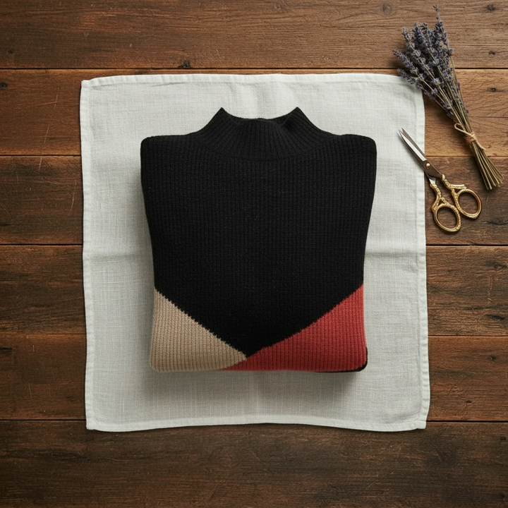 Wendy – Color-block Mock Neck Sweater