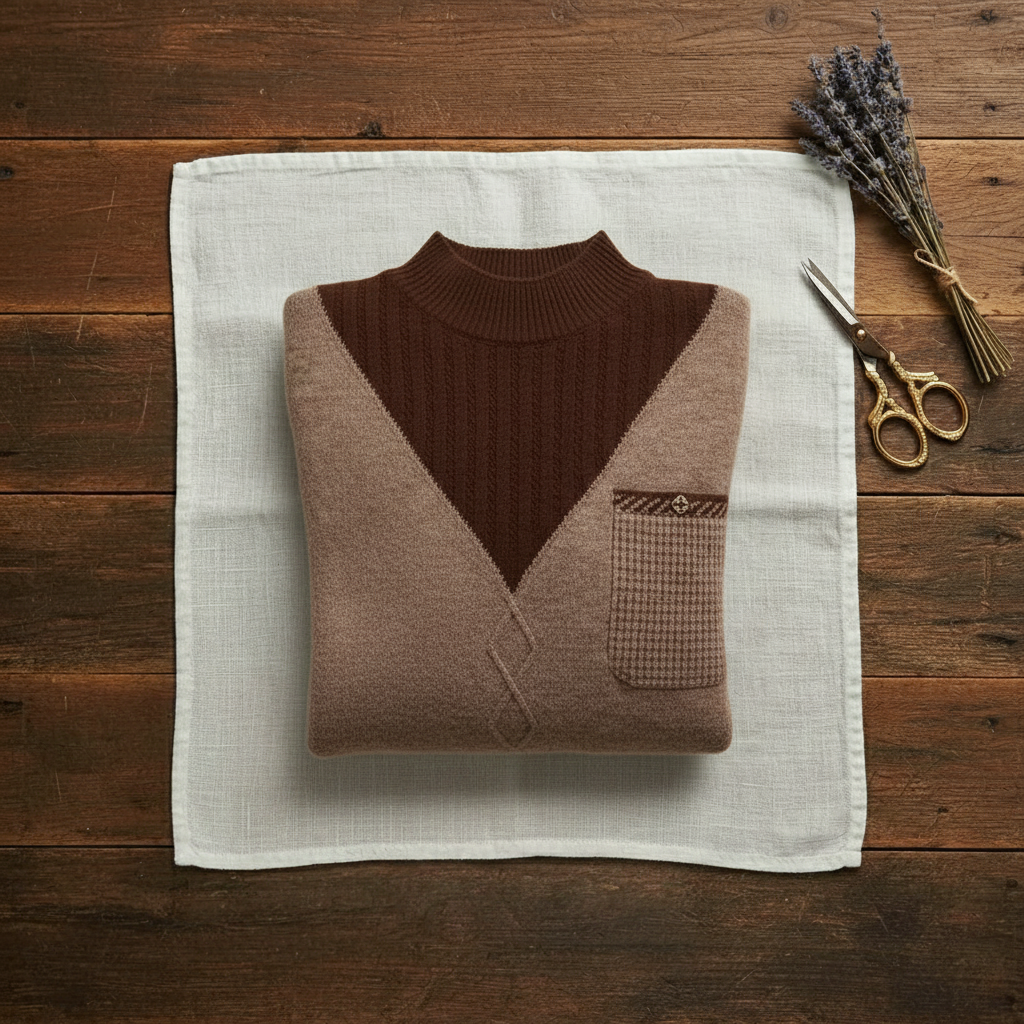 Ramona – V-Neck Knit Sweater with Chest Pocket