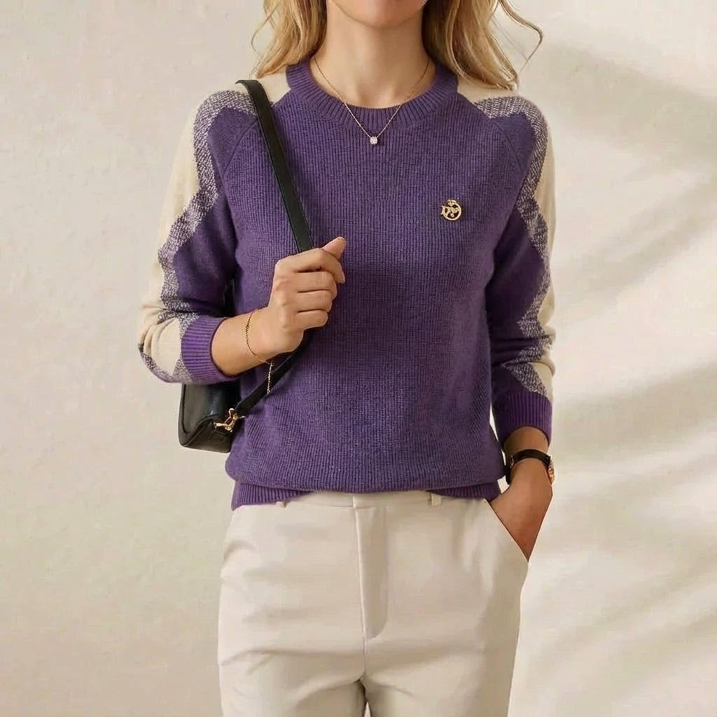Martha – Contrast Sleeve Crew Neck Sweater