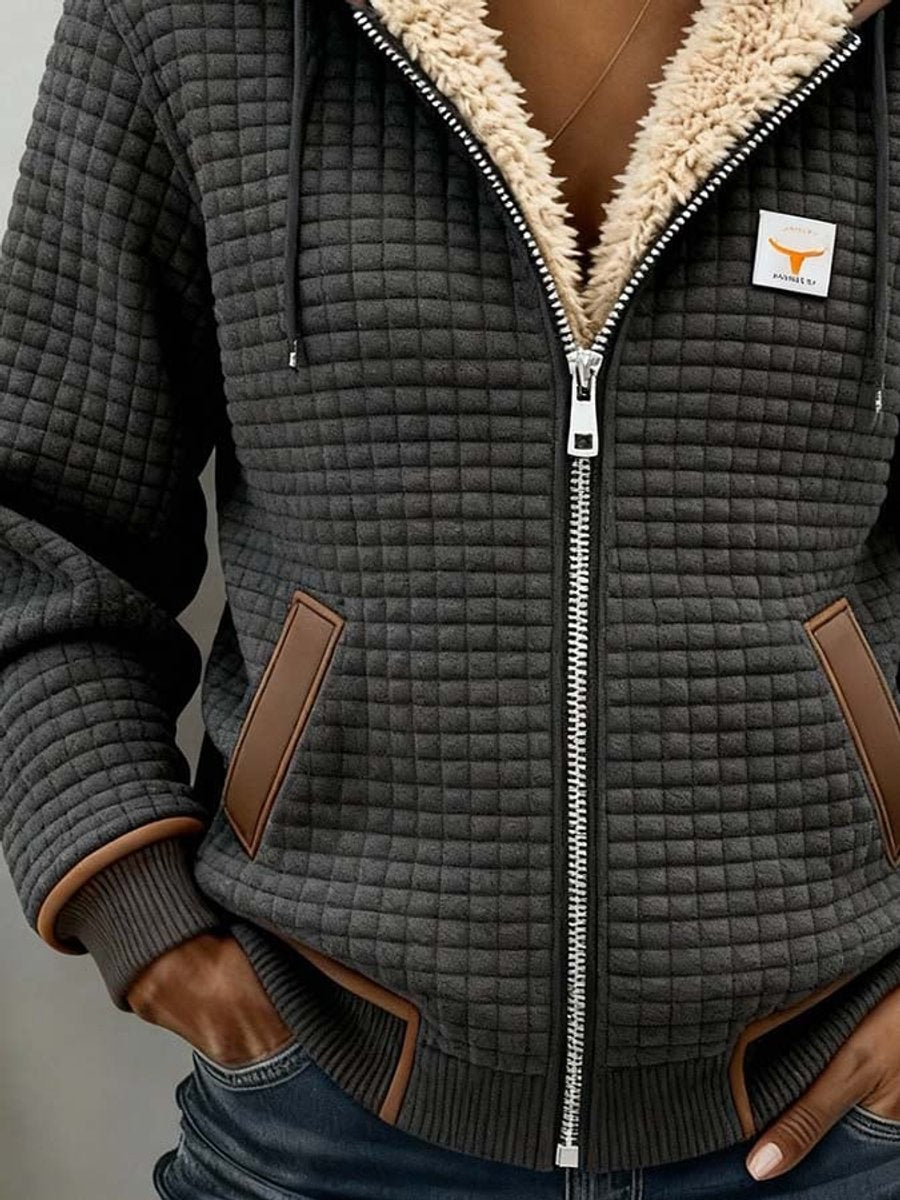 Trudy – Sherpa-Lined Quilted Zip-Up Hoodie