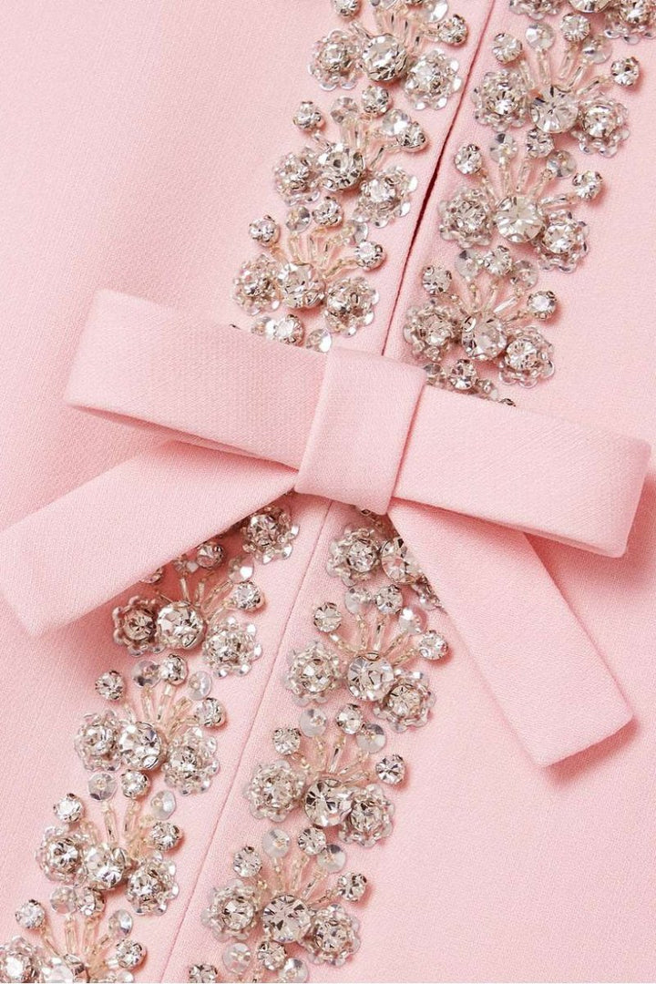Abigail | Bow with Crystal Embellished Midi Dress