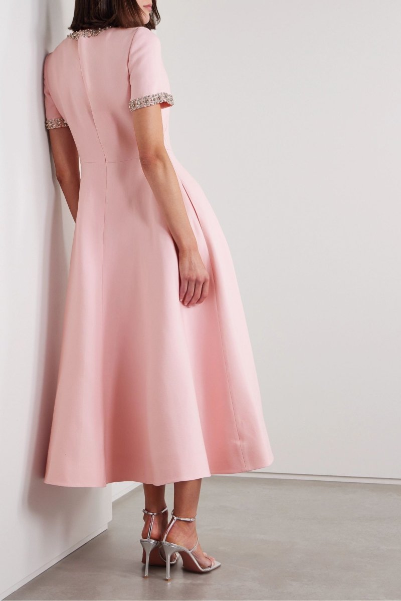 Abigail | Bow with Crystal Embellished Midi Dress